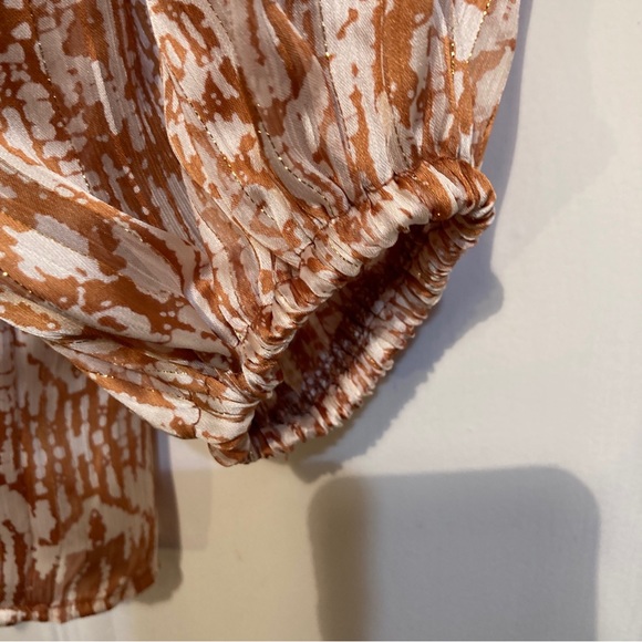 NWT VICI Collection Sheer Blouse Top Size M Medium Caramel Tie Front  WYNNONA - Picture 7 of 12